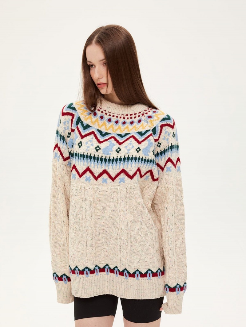 Chandails Aelfric Eden Fair Isle Tricoté Abricot | AWN-46197730